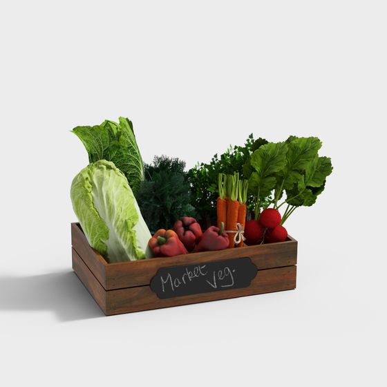 Green Refrigerator Vegetable Combination 3D Model