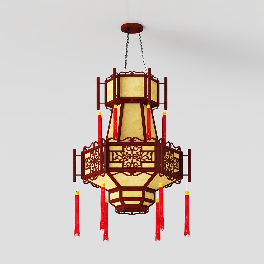 Traditional Chinese Aesthetic Pendant Light 3D model