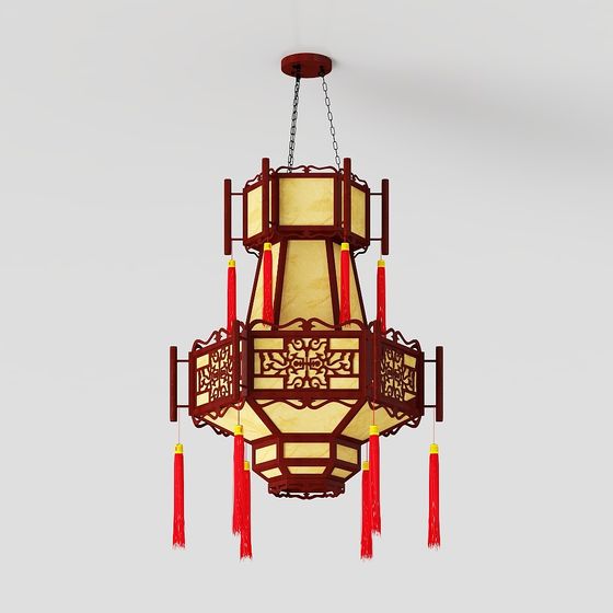 Traditional Chinese Aesthetic Pendant Light 3D model