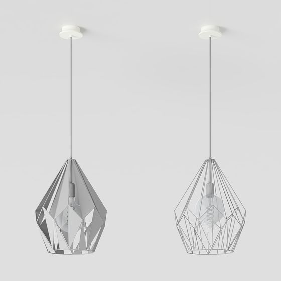 Elegant Diamond Pendant Light 3D model for Modern Spaces