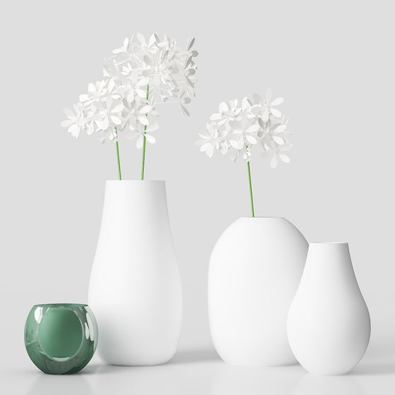 Chic Low-Poly Vase Set 3D model for Modern Spaces