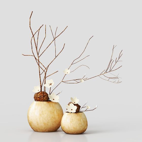 Winter Vase 3D Model in Low Poly Art Style