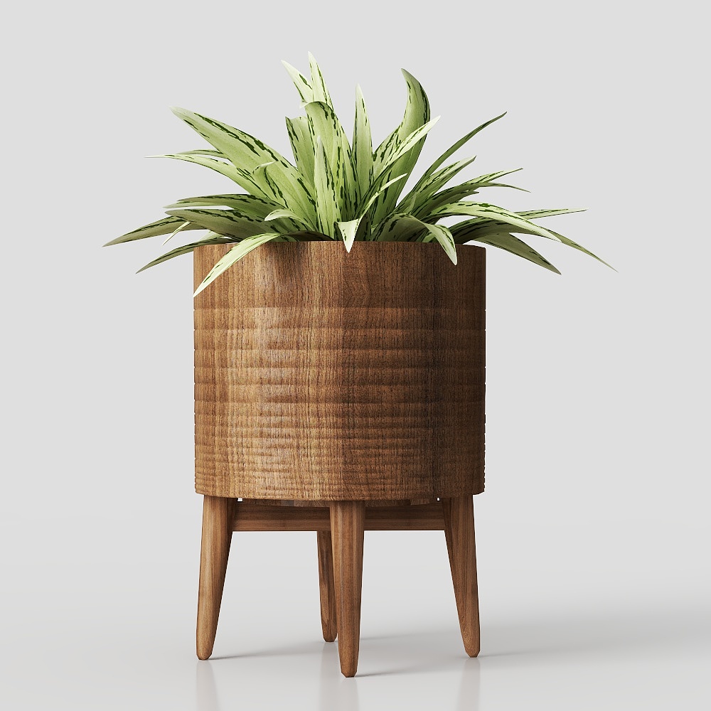 Minimalist Wooden Planter 3D model