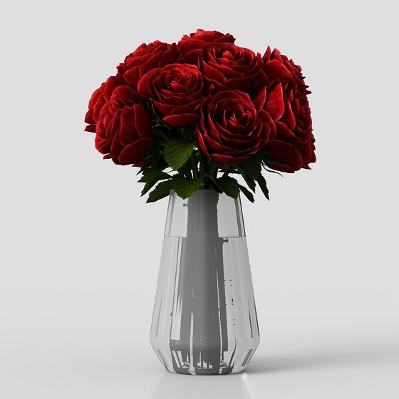 Red Rose Bouquet 3D model