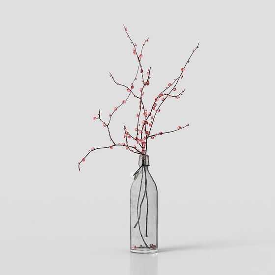 Winter Floral Vase 3D Model for Enchanting Spaces