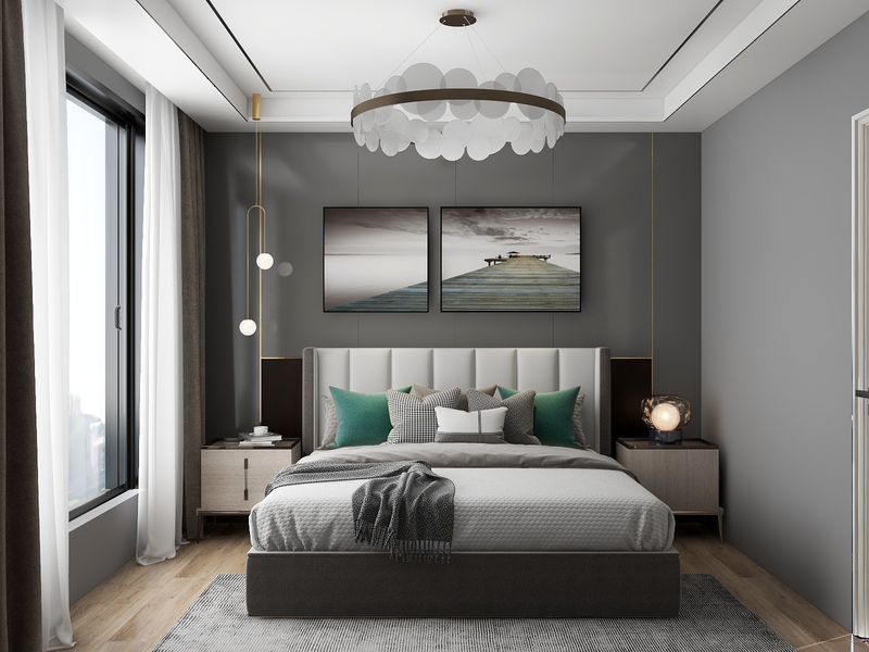 Modern Gray Bedroom with Functional Design