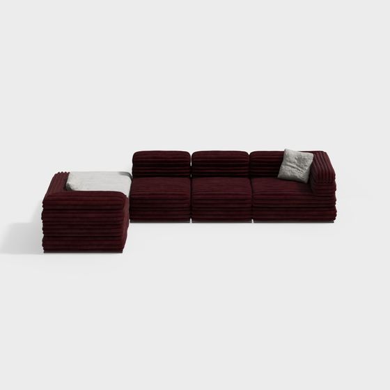 Low Polygon L-Shaped Sofa 3D model for Modern Interiors