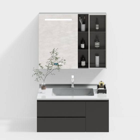 Modern Minimalist Bathroom Cabinet 3D model