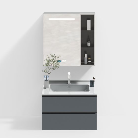 Elegant Bathroom Cabinet 3D model for Modern Interiors