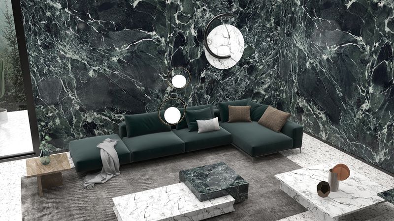 Elegant Green Marble Living Room