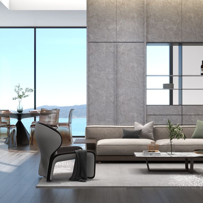 Modern Minimalist Living Room with Sea View