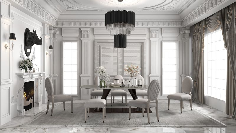 Elegant Transitional Dining Room with Black & White