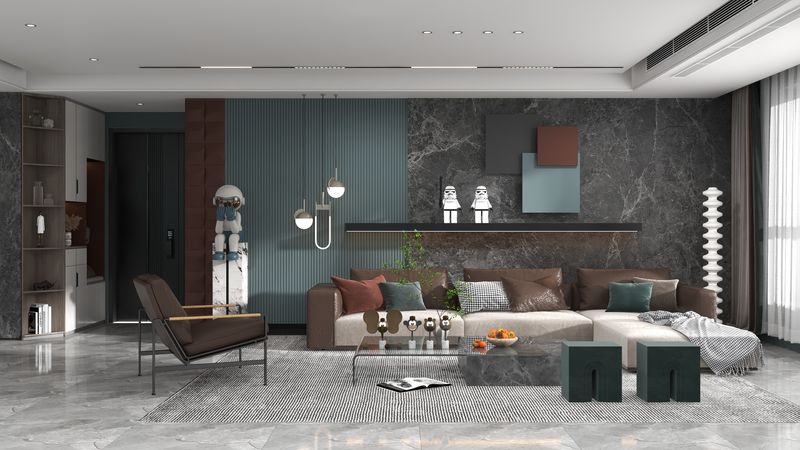 Modern Living Room with Green Touches