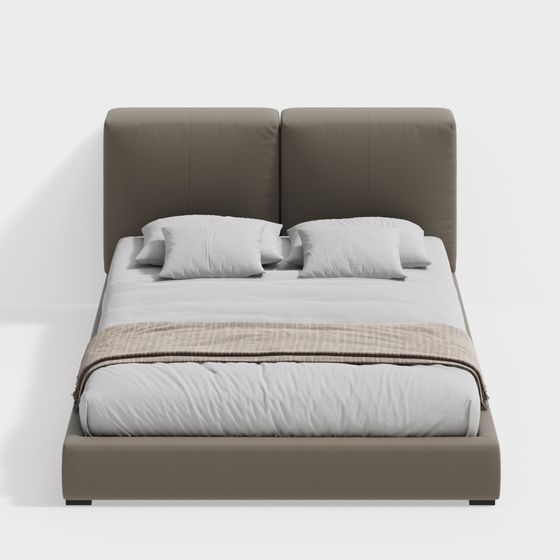 Stylish Minimalist Bed 3D model for Creative Spaces