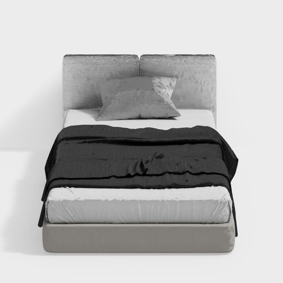 Sleek Gray Single Bed 3D Model