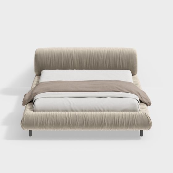 Elegant Low-Poly 3D Bed Model for Modern Interiors