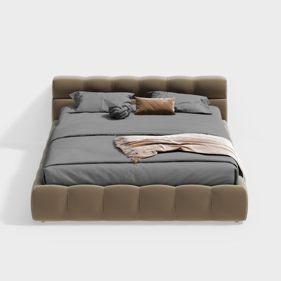 Elegantly Designed Low-Poly Bed 3D model