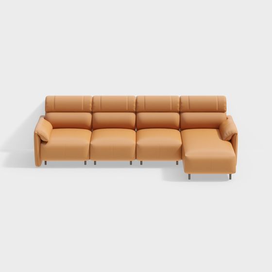 Stylish Low-Poly Caramel Sofa 3D Model