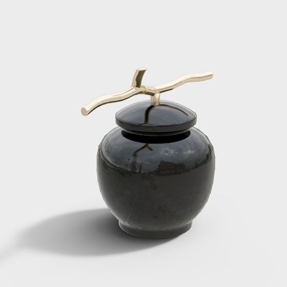 Stylish Black Gold Apple Jar 3D model