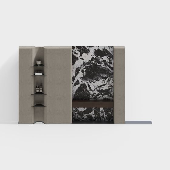 Stylish Concrete Bar Counter 3D model