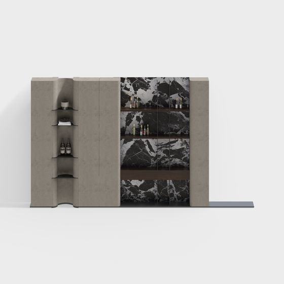 Stylish Concrete and Marble Cabinet 3D model