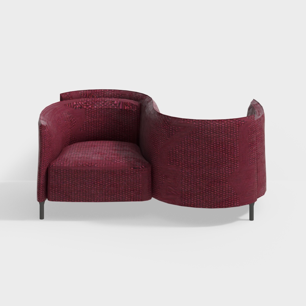 Stylish Low-Poly Red Sofa 3D model