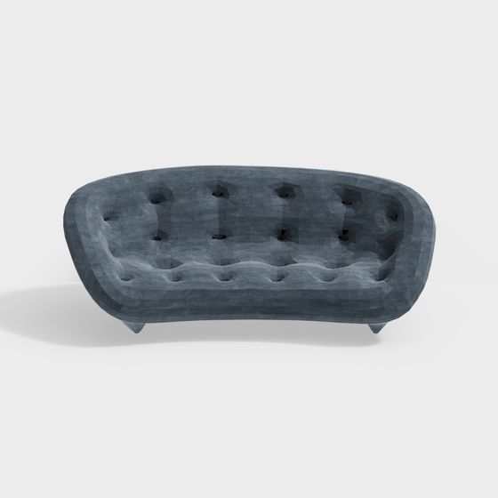 Low-Polygon Grey Sofa 3D Model
