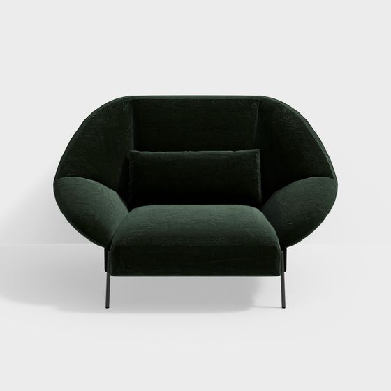 Deep Green Velvet Sofa 3D model