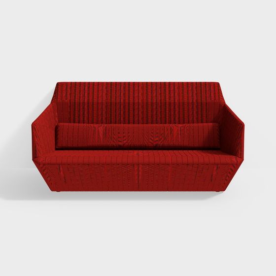 Urban Stripes Low-Polygon Sofa 3D model for Modern Spaces