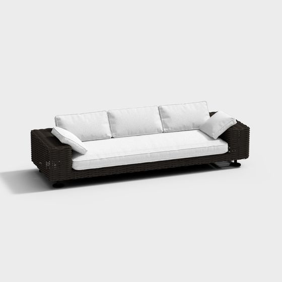 Stylish Low-Polygon Sofa 3D model for Modern Spaces