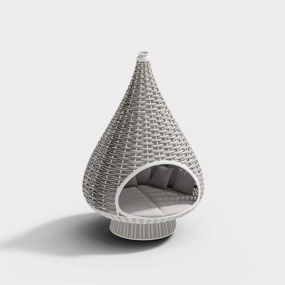 Elegant Cone-shaped Rattan Chair 3D model