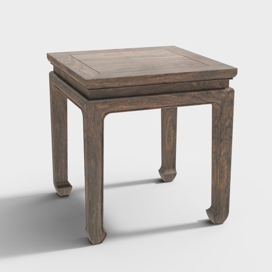 Vintage Wooden Side Table 3D model