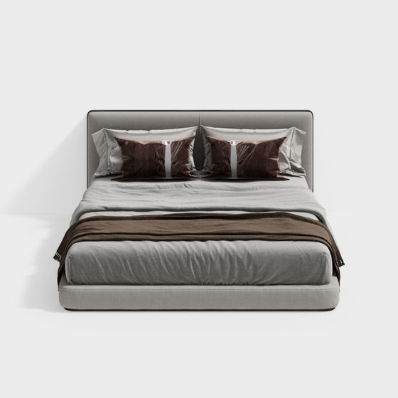 Stylish Low-Poly Bed 3D model for Contemporary Spaces