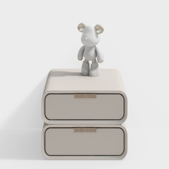 Stylish Beige Modern Bedroom Bed with Nightstand