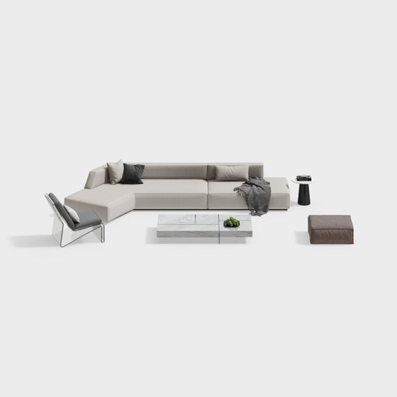 Elegant 3D Sofa Set Model for Modern Interiors