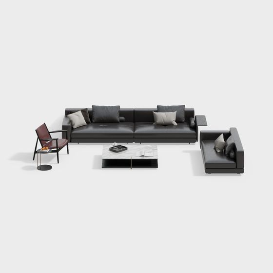 Urban Comfort 3D Model Sofa Set for Modern Interiors