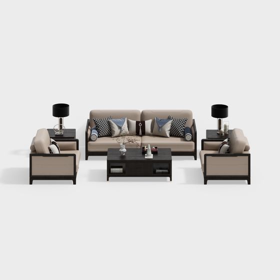 Urban Elegance 3D Sofa Set Model for Modern Spaces