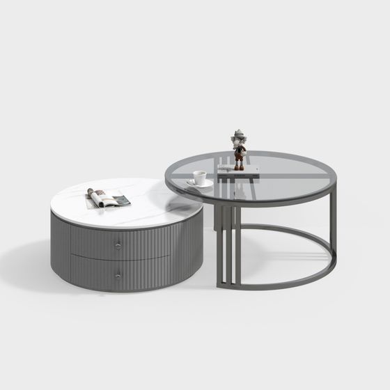 Modern Round Table Set 3D model