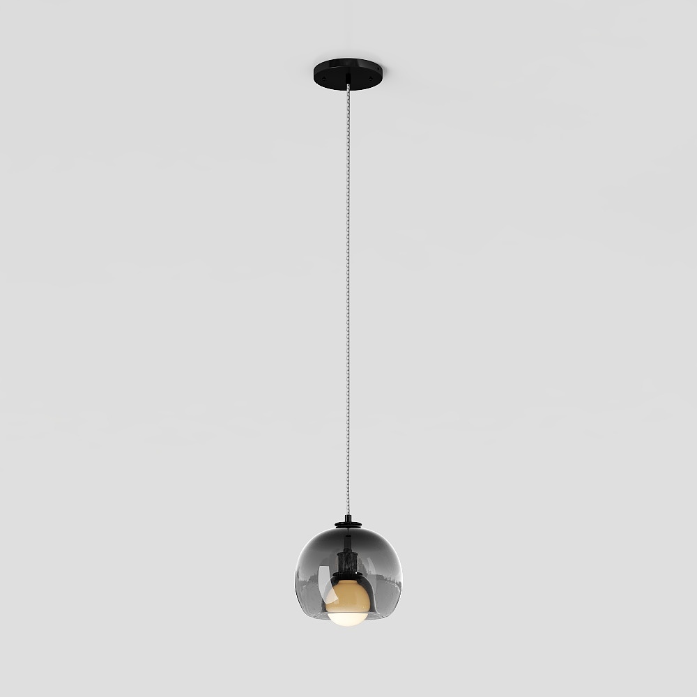 Minimalist Modern Pendant Light 3D Model – Transparent Glass Shade