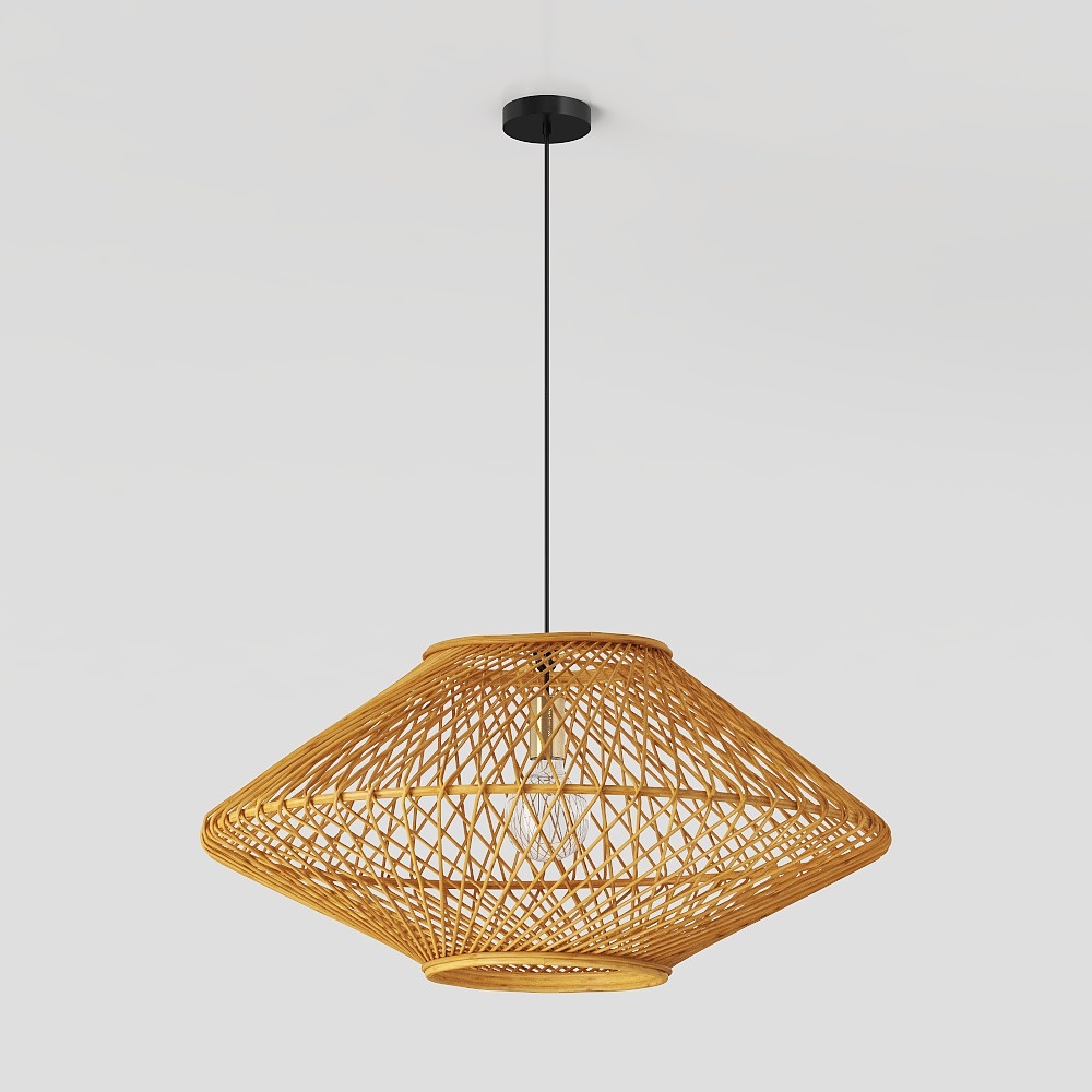 Elegant Low-Poly Chandelier 3D Model – Wood & Metal Design