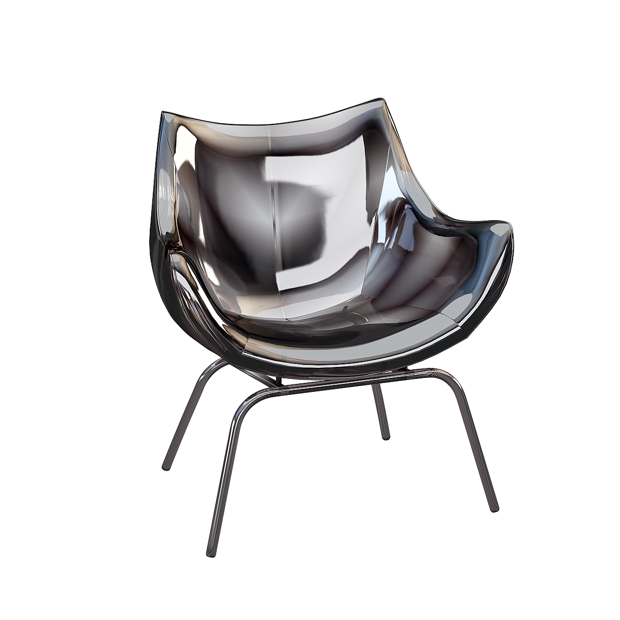 Crystal Chair 3D Model – Streamlined Glass Design