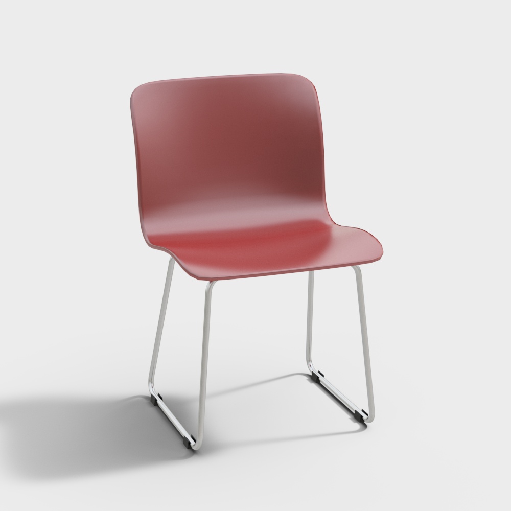 Urban Elegance Chair 3D Model – Red Seat with Silver Frame