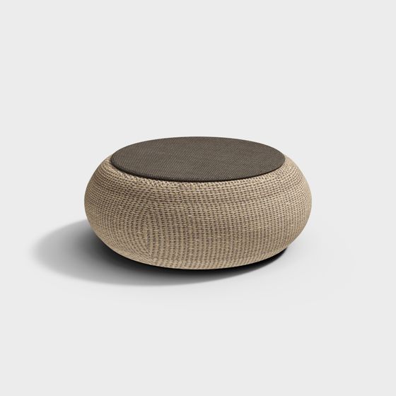 Round Woven Ottoman 3D model