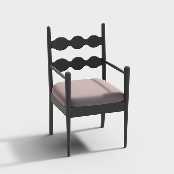 Elegant Low-Poly Chair 3D model with Wave Backrest