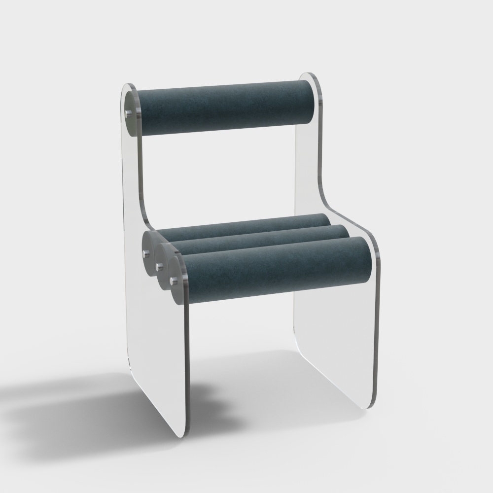 Sleek Glass Chair 3D Model – Transparent Frame Design