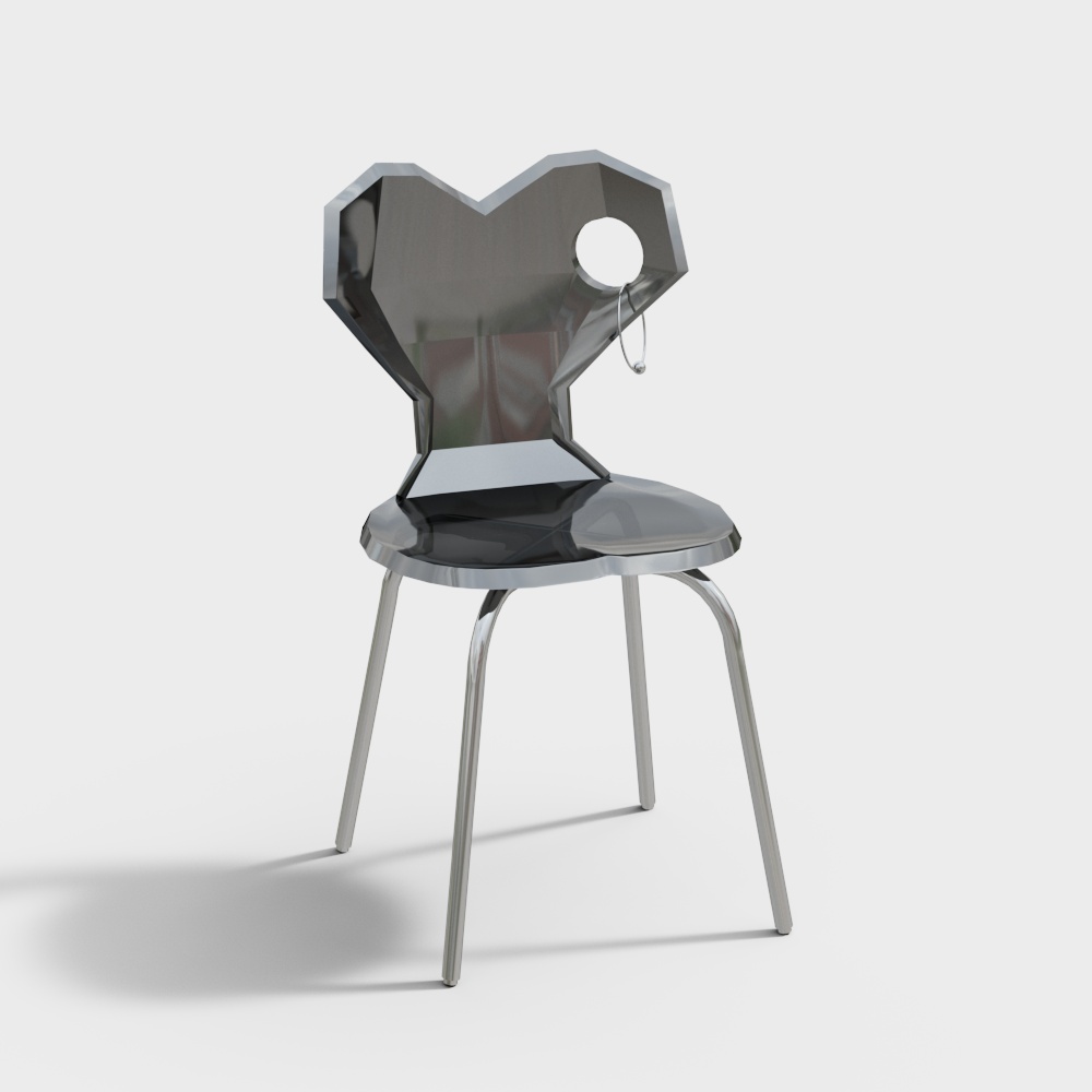 Future Heart Chair 3D Model – Geometric Black Design