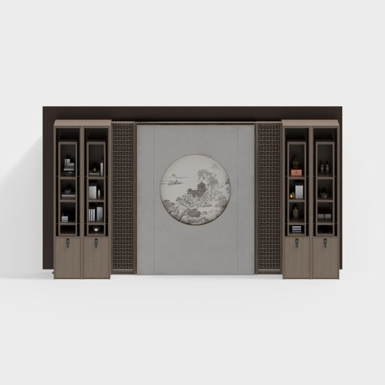 Elegant Chinese Bookshelf 3D model for Modern Spaces