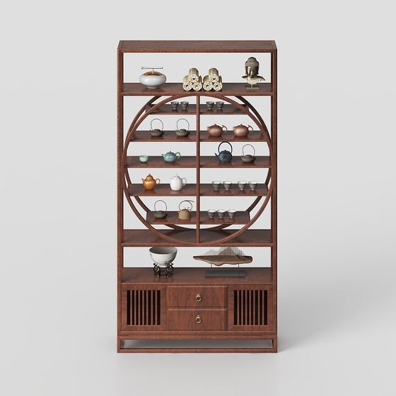 Zen-Inspired Low-Polygon Bookshelf 3D model