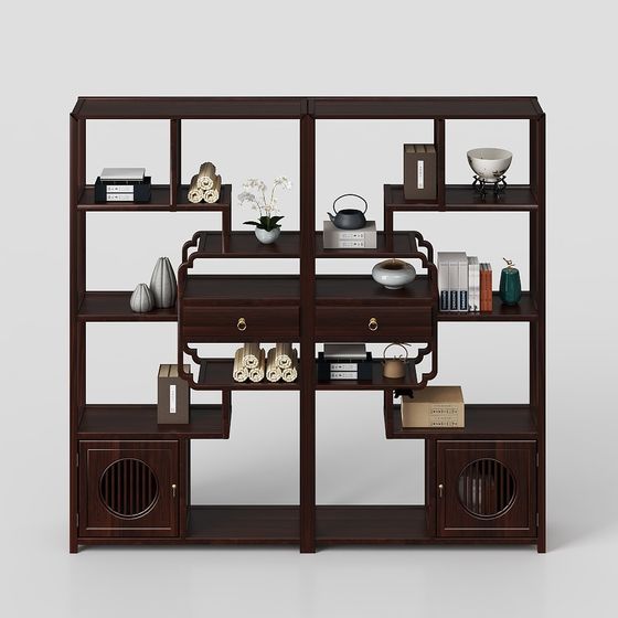 Elegant Chinese Bookshelf 3D model