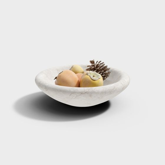 Elegant Marble Fruit Bowl 3D model